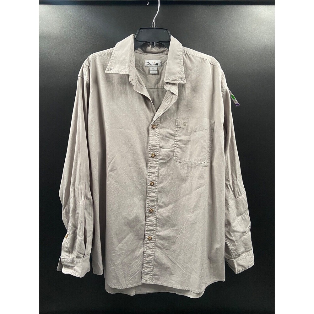 Carhartt Men's XL Long Sleeve Cotton Button Down Shirt‎ Regular 2010 S225-GYS